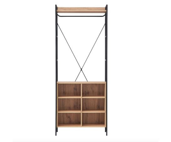 Claire Open Wardrobe with 4 Shelves- Riveria Oak