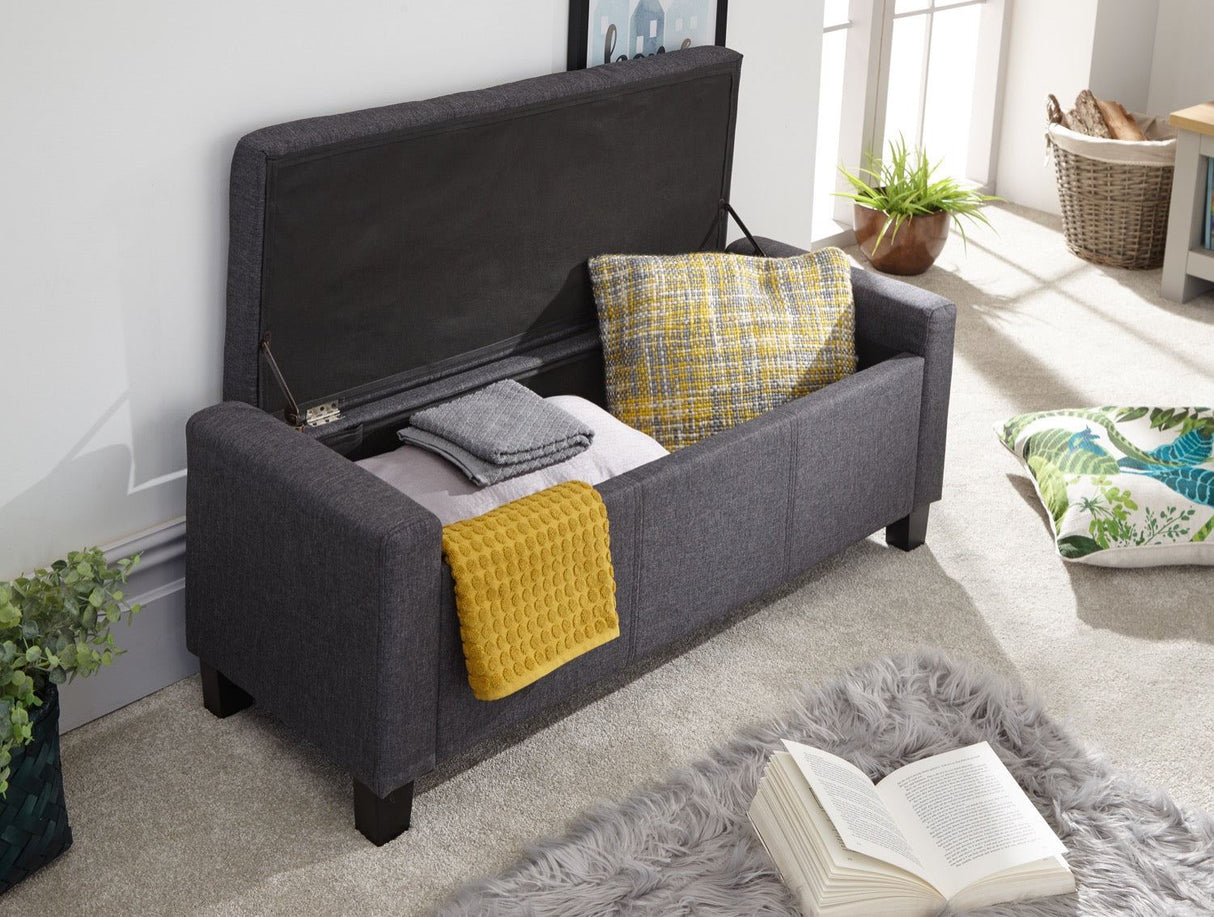 Verona ottoman bench charcoal grey fabric