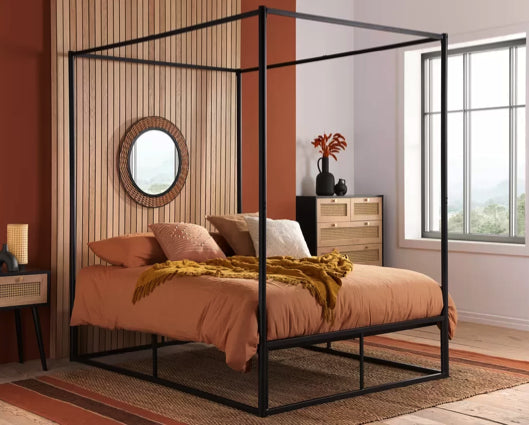 Farringdon Metal 4 Poster Small Double Bed - Black
