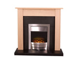Adam Southwold Fireplace Suite in Oak & Black with Colorado Electric Fire in Brushed Steel, 43 Inch