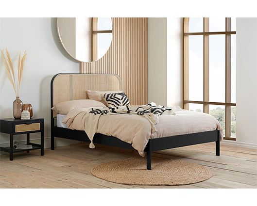 Margot King Rattan Bed - Black