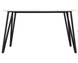 MARLOW & SHELDON DINING SET (X4 CHAIRS) - WHITE MARBLE/IVORY BOUCLE FABRIC