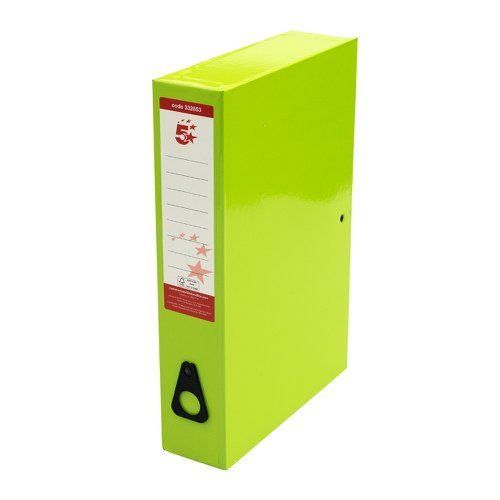 5 Star Office Box File Foolscap Green (Pack of 5)