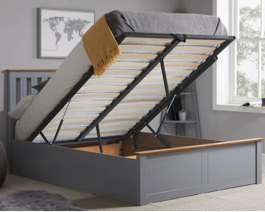 Phoenix King Ottoman Bed - Stone Grey