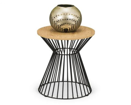 JERSEY ROUND WIRE LAMP TABLE - EURO OAK