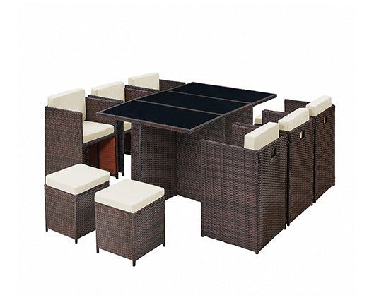 Vista Brown 11pc Cube Set w/ Cream Cushions