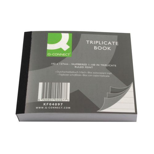 Q-Connect Feint Ruled Triplicate Book 102x127mm KF04097