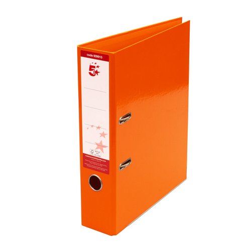 5 Star Office Lever Arch File A4 Orange (Pack of 10)