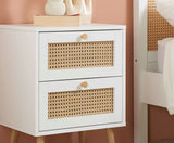 Croxley 2 Drawer Rattan Bedside White