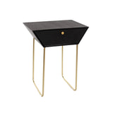 Apollo metal 1 drawer bedside cabinet, black with gold handle and legs