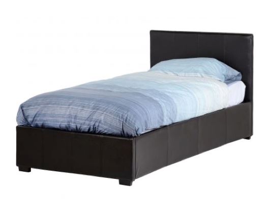 Waverley Single Storage Bed - Black Faux Leather