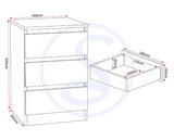 MALVERN 3 DRAWER BEDSIDE X2 - WHITE