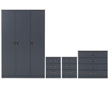 DAKOTA 3 DOOR WARDROBE BEDROOM SET - DARK GREY