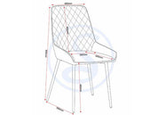 QUEBEC WAVE & AVERY DINING SET (X4 CHAIRS) - MEDIUM OAK EFFECT/GREY VELVET