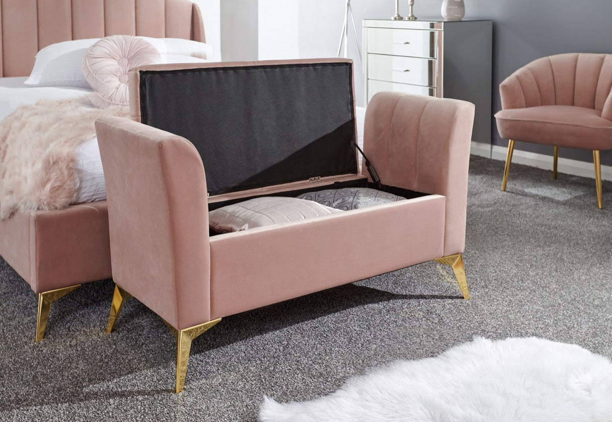 Pettine ottoman storage bench blush pink