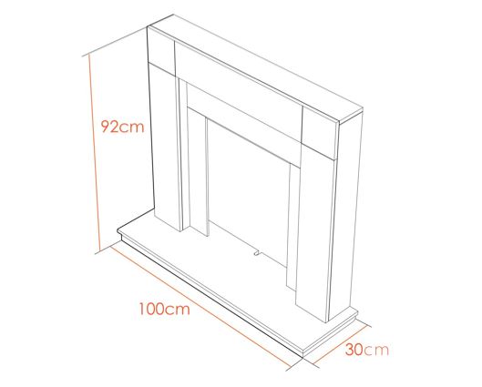 Adam Malmo Fireplace in Pure White & Black/Pure White, 39 Inch