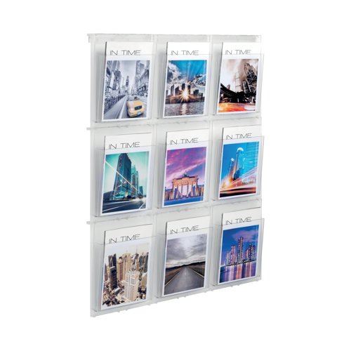 Helit Placativ Wall Display 9xA4 Pockets Clear HS812102