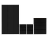 MALVERN 3 DOOR WARDROBE BEDROOM SET - BLACK