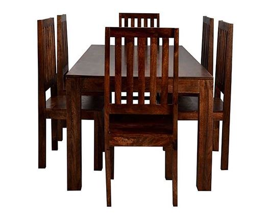 Toko Dark Mango 6 FT Dining Set with Wooden Chairs