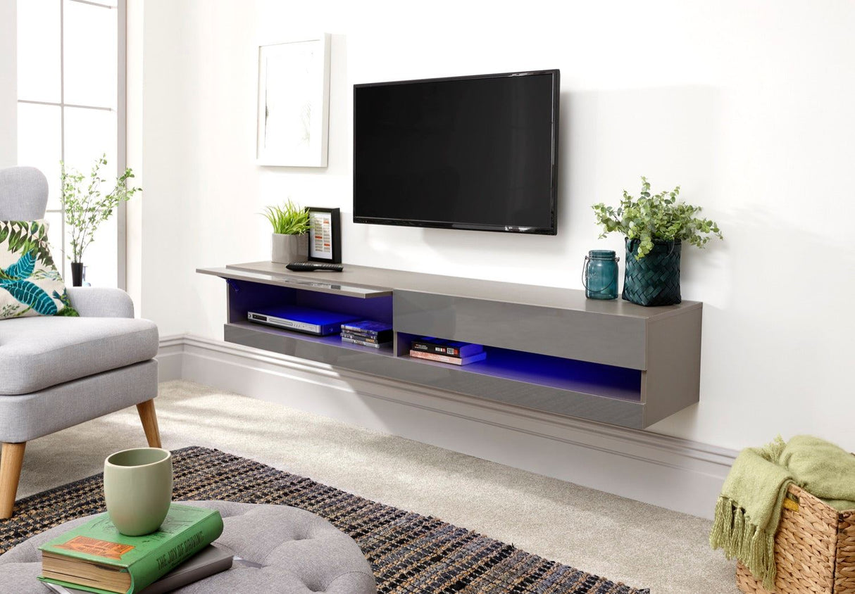 Galicia 150cm wall tv unit with led grey