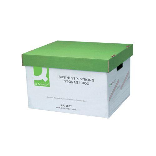 Q-Connect Extra Strong Business Storage Box W327xD387xH250mm Green and White (10 Pack) KF75007