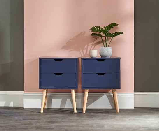 Nyborg Pair Of 2 Drawer Bedsides Nightshadow Blue