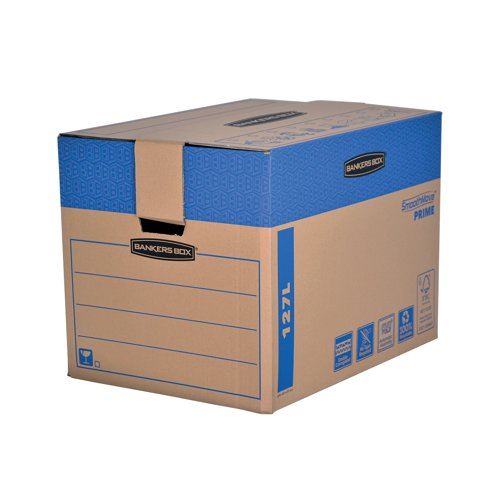 Fellowes Bankers SmoothMove Prime Box 127L XL Brown&#47;Blue (Pack of 5) 6205401