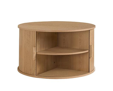Axel Round Fluted Coffee Table with Storage - Oak