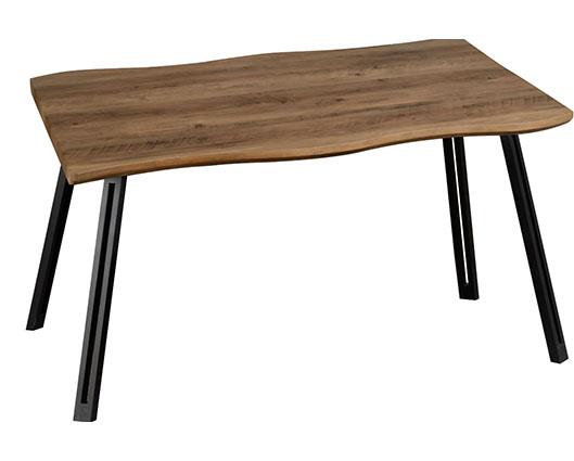 QUEBEC WAVE & AVERY DINING SET (X4 CHAIRS) - MEDIUM OAK EFFECT/SAPPHIRE BLUE VELVET