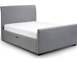 Capri Fabric Bed with Drawers Light Grey 150CM