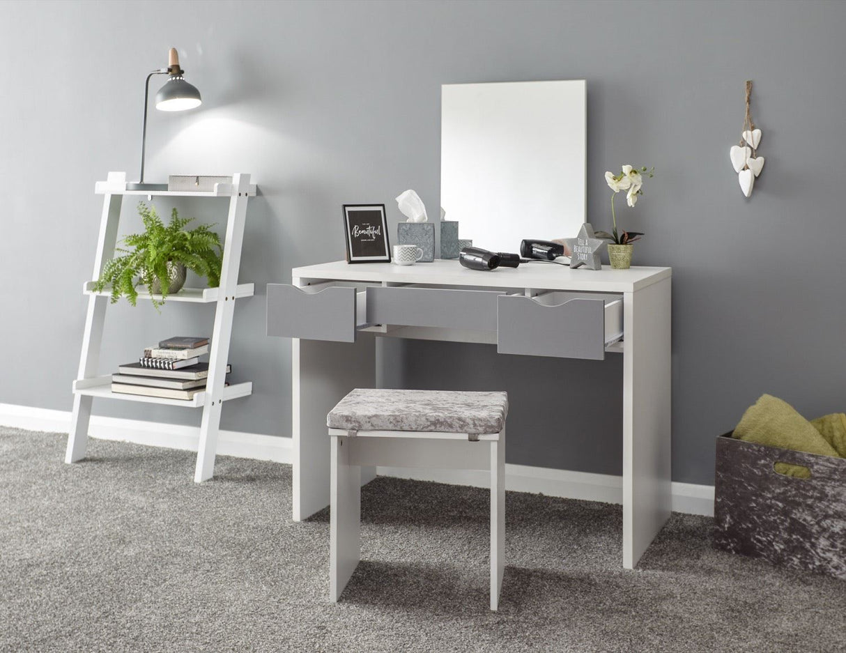 Elizabeth dressing table set white + grey