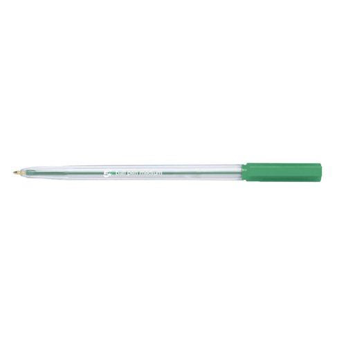 5 Star Office Ball Pen Clear Barrel Medium 1mm Tip 0.7mm Line Green (Pack of 20)