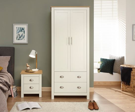 Lancaster 2 Door 2 Drawer Wardrobe Cream