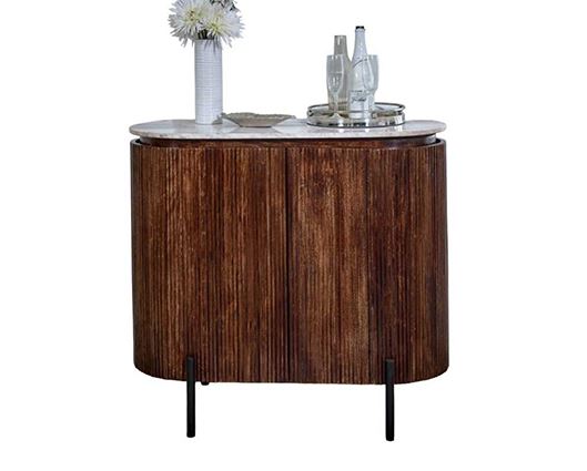 Opal Solid Wood Sideboard/Drinks Cabinet With Marble Top & Metal Legs
