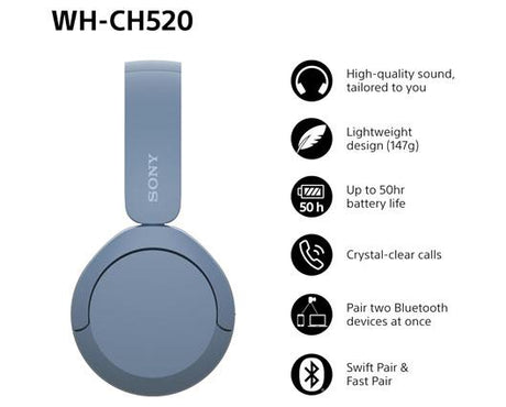 Sony WH-CH520 Wireless Headphones Blue