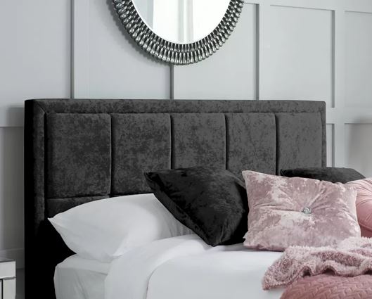 Hannover Small Double Ottoman Bed - Black Crushed Velvet