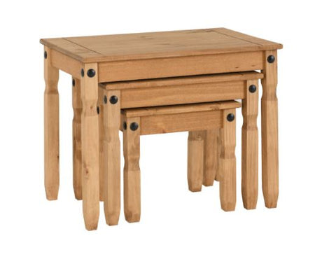 Corona Nest Of Tables - Distressed Waxed Pine