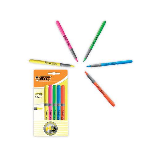 BIC Chisel Tip Highlighter Grip Assorted (5 Pack) 894324