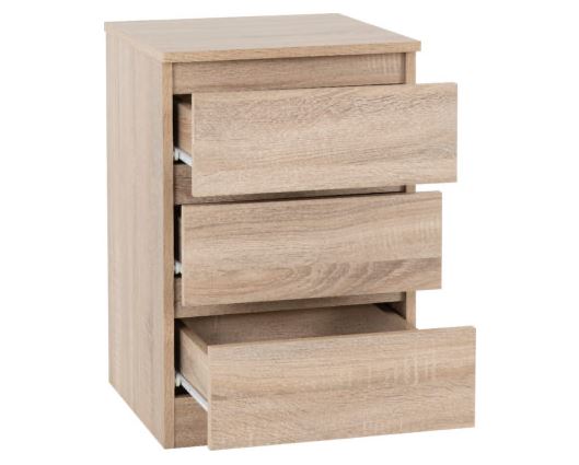 Malvern 3 Drawer Bedside - Sonoma Oak Effect