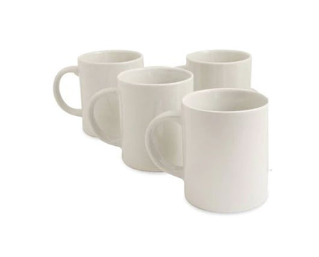 4pc White Stoneware Mug Set