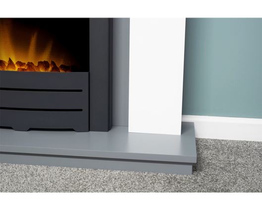 Adam Dakota Fireplace in Pure White & Grey with Colorado Electric Fire in Black, 39 Inch