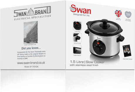 Swan 1.5L Slow Cooker Stainless Steel