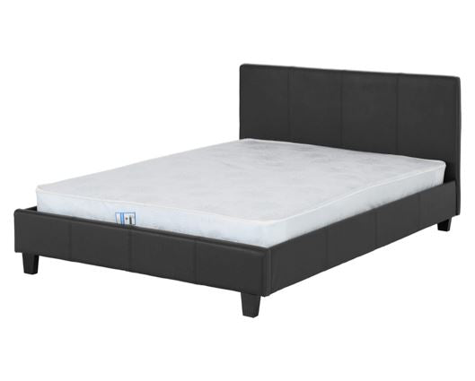 Prado Double Bed - Black Faux Leather