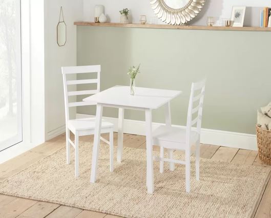 Stonesby Dining Set with 2x Upton Chairs White