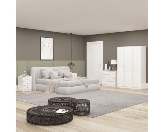 DENVER 3 DOOR WARDROBE BEDROOM SET - WHITE GLOSS