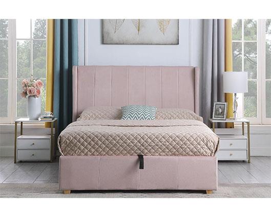AMELIA 4'6" PLUS BED - PINK VELVET FABRIC