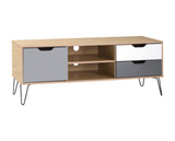 Bergen 1 Door 2 Drawer TV Unit - Oak Effect/White/Grey