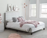 Berlin Small Double Bed - Steel Crushed Velvet