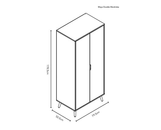 Maya Double Wardrobe - Slate with Natural