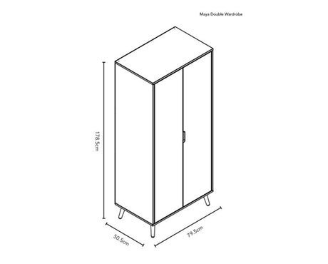 Maya Double Wardrobe - Slate with Natural